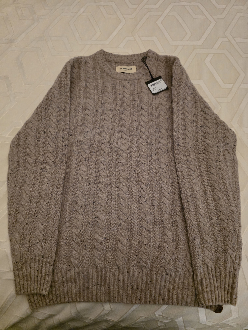 The Normal Brand - Kennedy Cable Crew Sweater - Stone